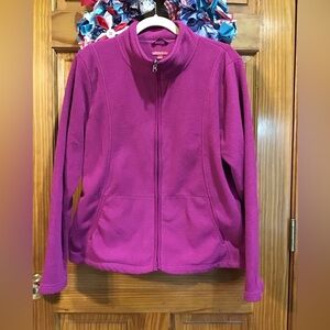 Merona Women's Magenta Fleece zip up Jacket size large with pockets.